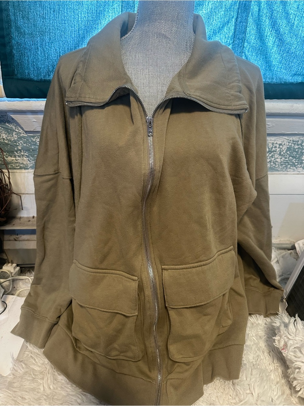 PINK Victoria's Secret Olive Green Zip-Up Jacket